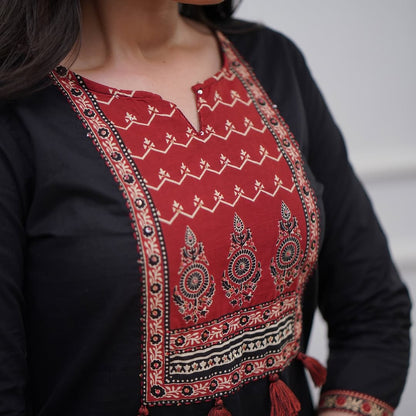 Bannisaa Classic Salwar Suit with Ajrakh Print Dupatta - Traditional Comfort Wear (3 piece suit)