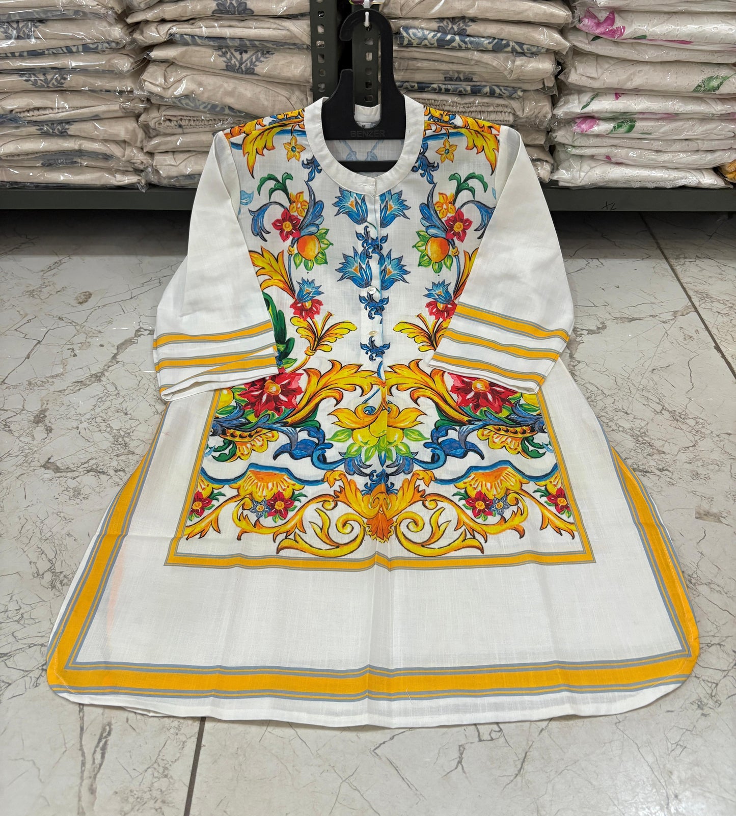 Bannisaa Amalfi Bloom White & Multicolor Cotton 2-Piece Co-ord Set