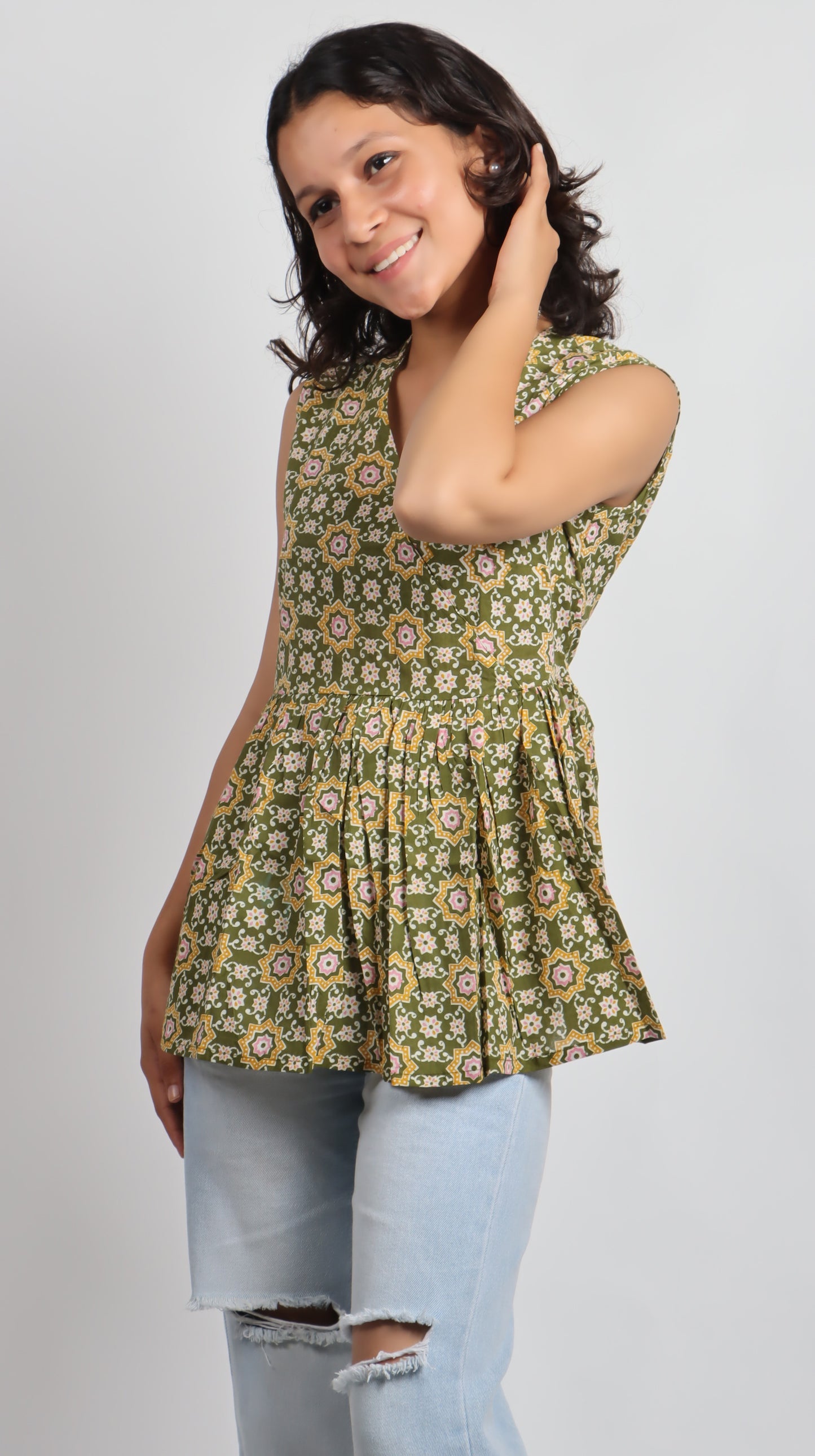 Bannisaa Vintage Garden Peplum Kurti