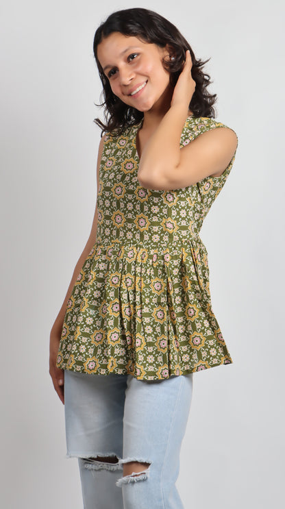 Bannisaa Vintage Garden Peplum Kurti