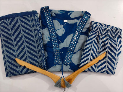 Bannisaa Designer Pure Cotton Set With Hand And Adda Work,  Cotton 3-Piece Kurta Set with Dupatta