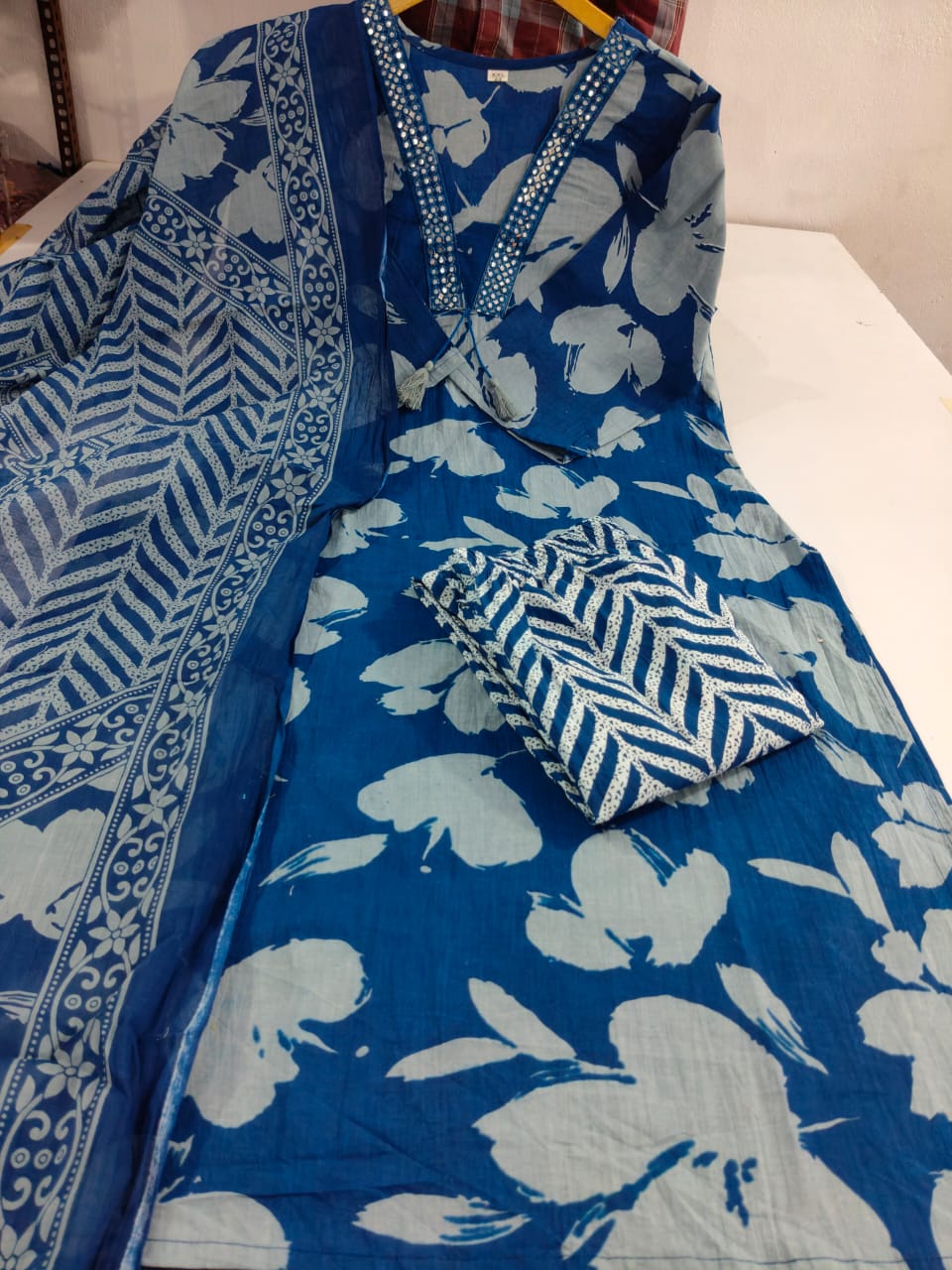 Bannisaa Designer Pure Cotton Set With Hand And Adda Work,  Cotton 3-Piece Kurta Set with Dupatta