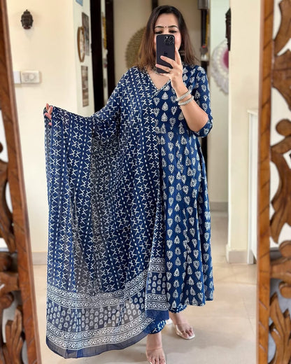 Bannisaa Midnight Heritage Angrakha 3-Piece Kurta Set