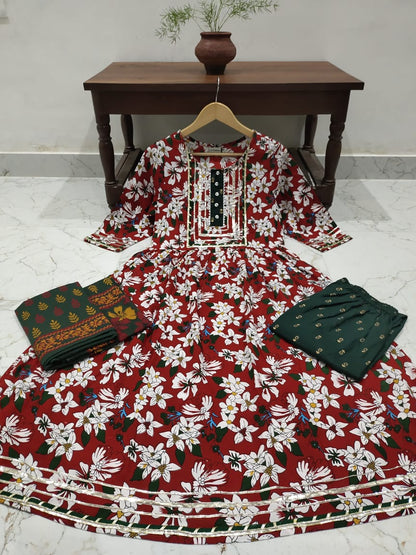 Bannisaa Ruby Floral Print Kurti Set