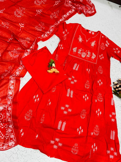 Bannisaa Coral Bliss Embroidered Anarkali Suit Pure Cotton