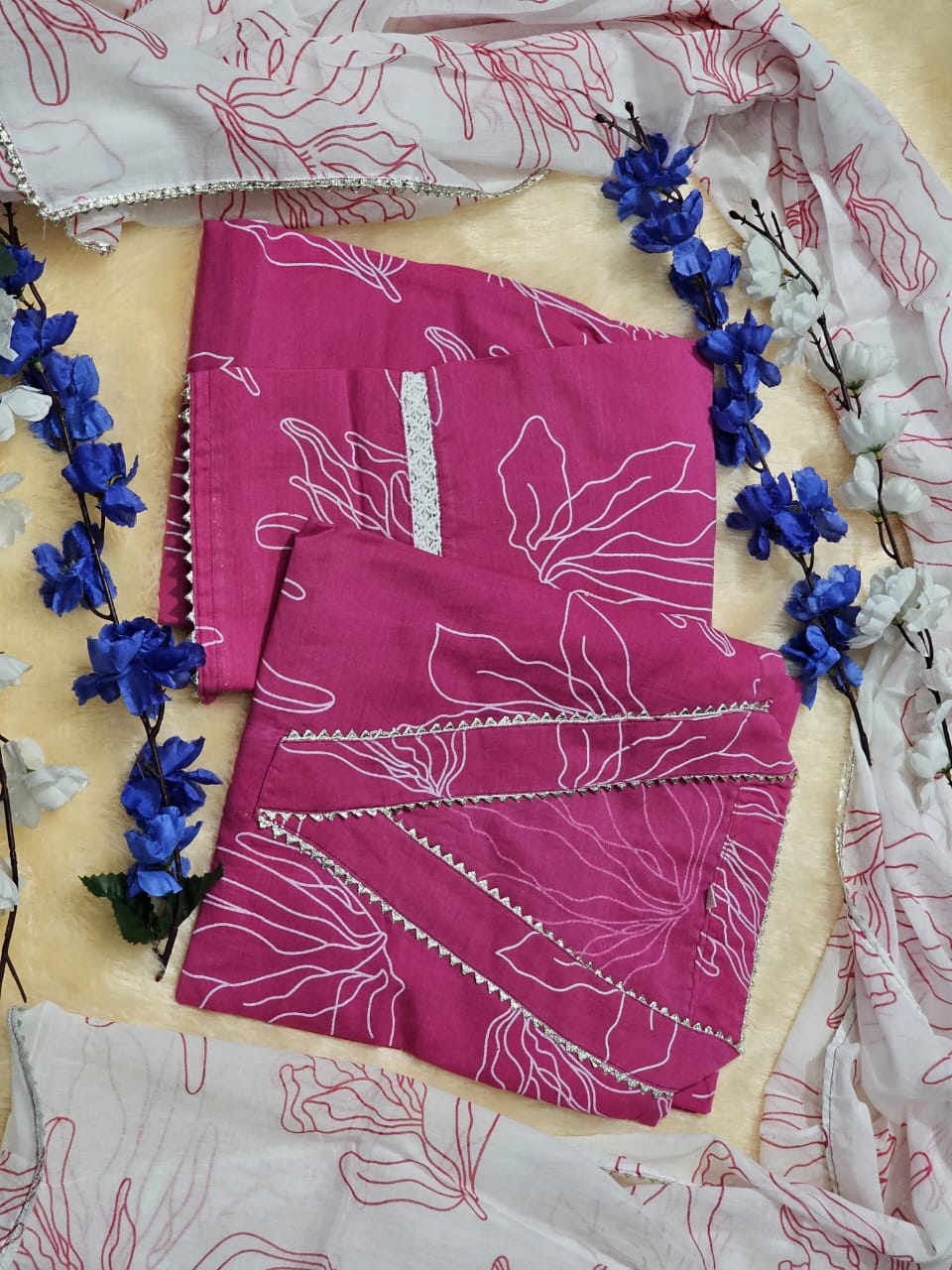 Bannisaa Gulbahaar Blush Pink Embroidered Cotton 3-Piece Suit Set