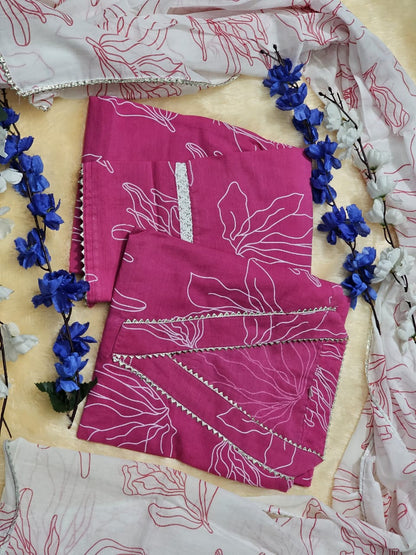 Bannisaa Gulbahaar Blush Pink Embroidered Cotton 3-Piece Suit Set