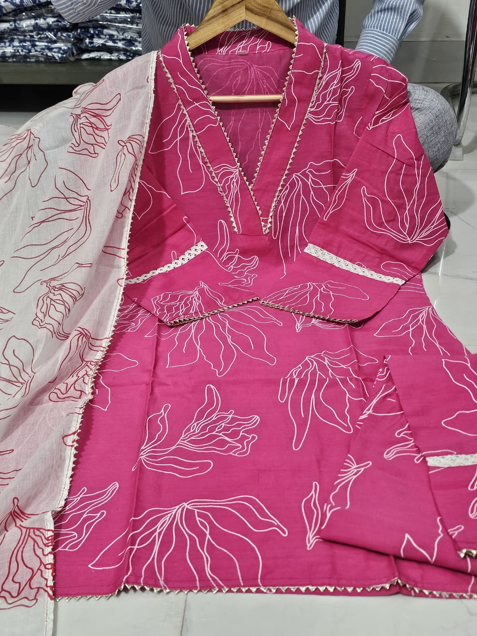 Bannisaa Gulbahaar Blush Pink Embroidered Cotton 3-Piece Suit Set