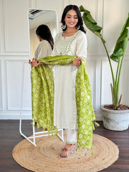 Bannisaa Ivory Elegance 3-Piece Kurta Set