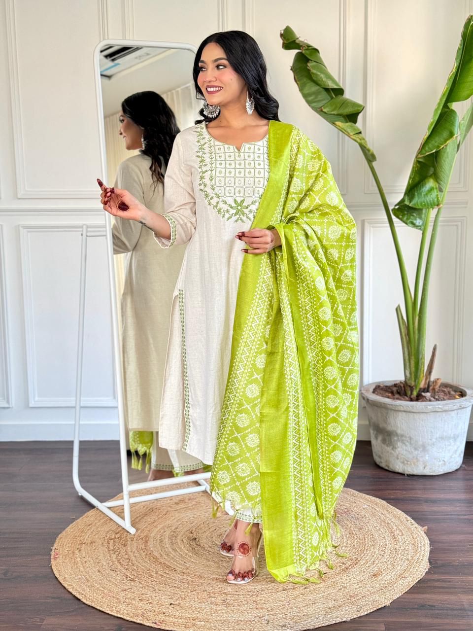 Bannisaa Ivory Elegance 3-Piece Kurta Set