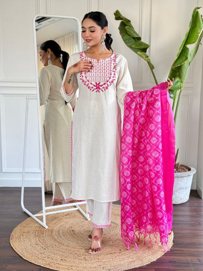 Bannisaa Ivory Elegance 3-Piece Kurta Set
