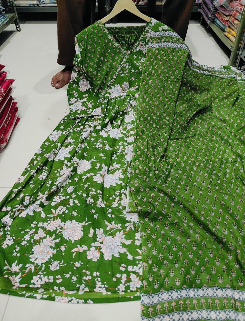 Bannisaa Rich Angrakha with Sanganeri print 3-Piece Kurta Set