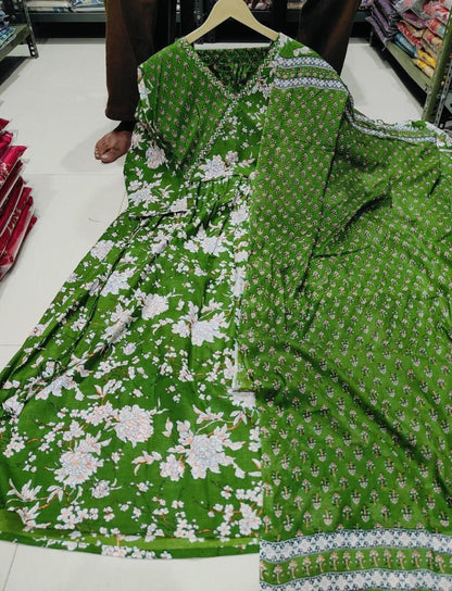 Bannisaa Rich Angrakha with Sanganeri print 3-Piece Kurta Set