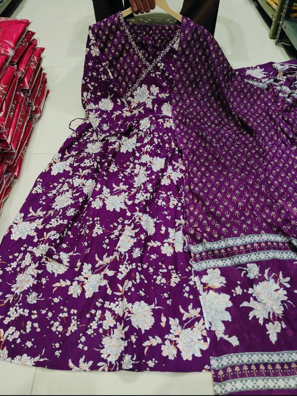 Bannisaa Rich Angrakha with Sanganeri print 3-Piece Kurta Set